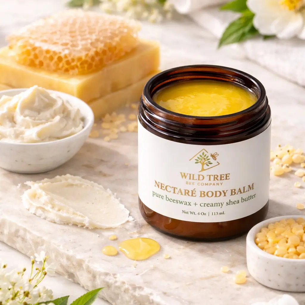 Nectaré Body Balm - Pure Beeswax + Shea Butter - 4oz | Deeply Hydrating Body Moisturizer with Natural Citrus Aroma - Fast Absorbing & Non-Greasy - Daily Skincare for Smooth Soften Skin