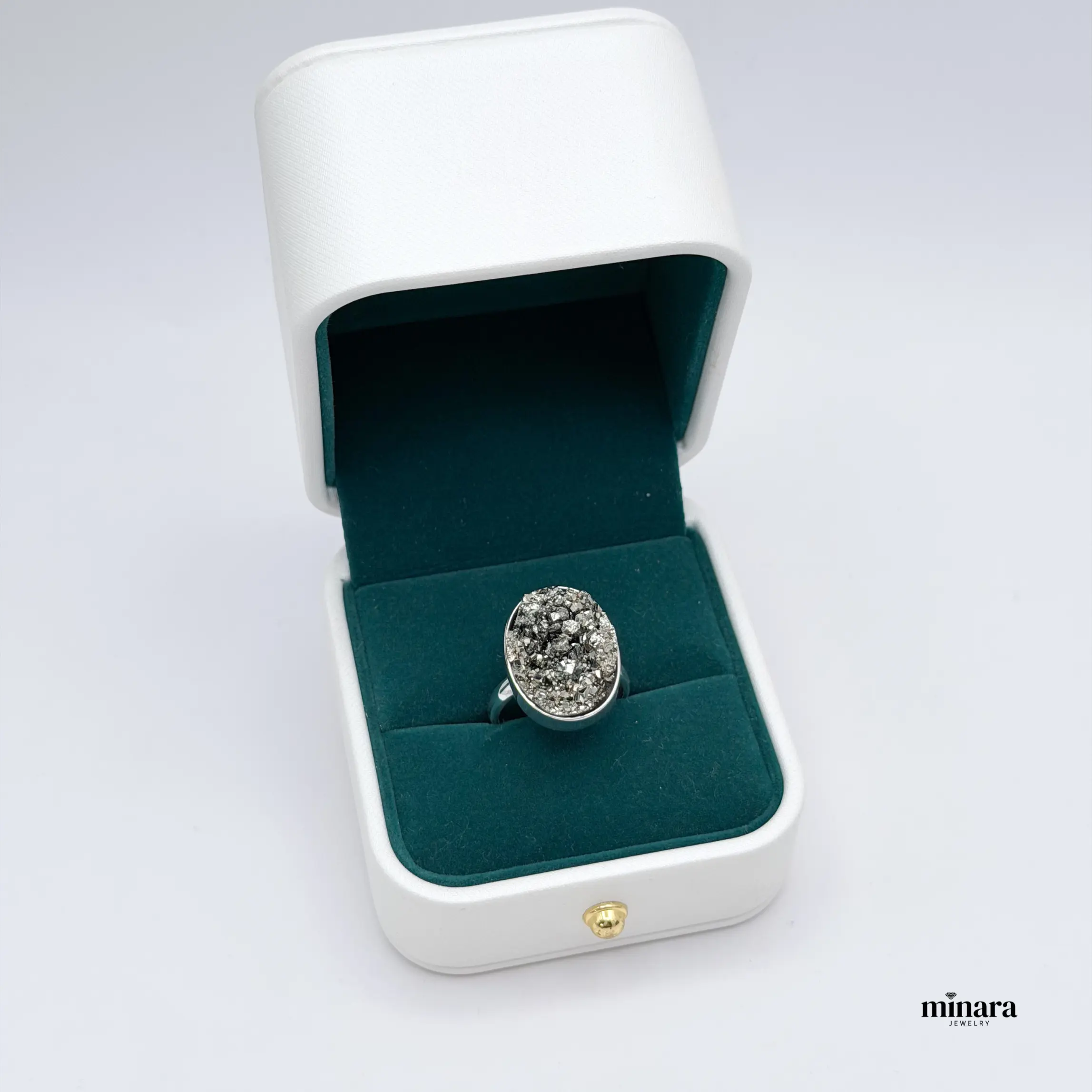 MINARA 950 SILVER Anillo Pirita - Pyrite Ring MINARA 950 SILVER Anillo Pirita - Pyrite Ring