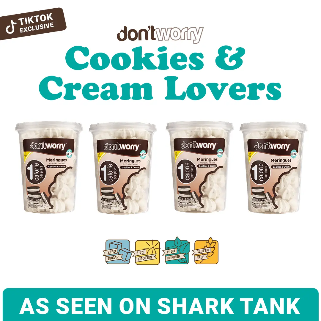 Cookies and Cream Lovers Meringues - 1 Calorie per Piece, Gluten-Free Biscuit Snacks, Low Sugar Sweet Treats for Adults (Sugar-Free Option Available)
