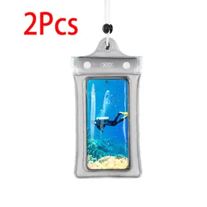 2Pcs XO Waterproof Phone Pouch, IPX8 Waterproof Phone Case for iPhone 17/16/15/14 Pro Max, Cell Phone Dry Bag for Beach & Cruise Essentials, Touch Screen, Lanyard Included, 2 Pack (Fits Up to 7”)