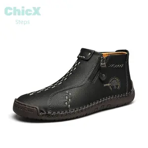 ChicX Hand-Stitched Outdoor Casual Shoes for Men Classic Round Toe Oxford Boots with Non-Slip Tendon Sole & Adjustable Laces for Comfortable Wear