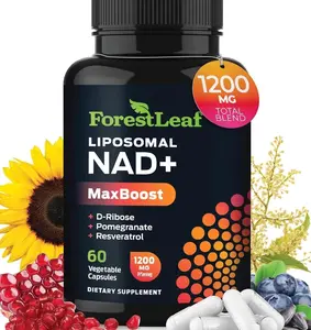 ForestLeaf NAD Resveratrol Capsules, Liposomal NAD Supplement for Women and Men with D-Ribose and Pomegranate, NAD+ for Energy, Focus and Anti-Aging Support, NMN Supplement Alternative (60 Caps)