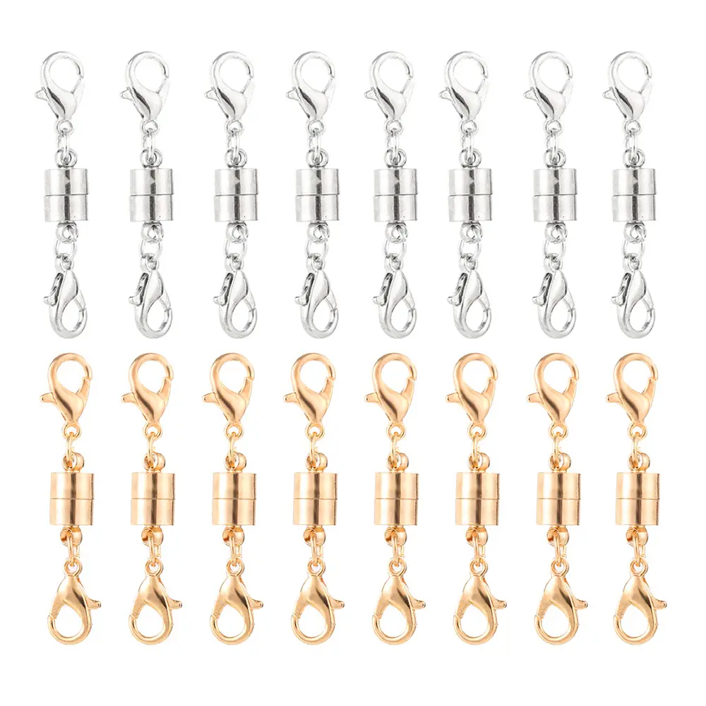 16Pcs Magnetic Clasps for Bracelets Necklaces One Hand Easy Closure Strong Magnets Round Bar Shapes DIY Jewelry Finding Supplies Silver Gold Mix Sizes