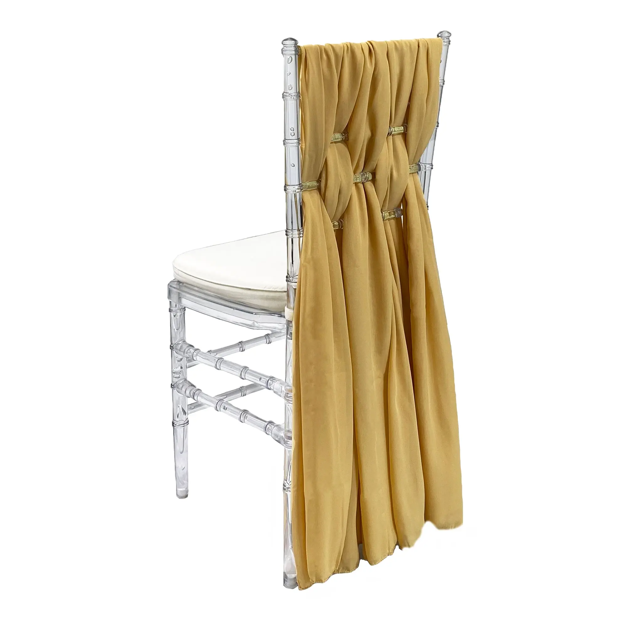 5 Pack 6 Ft Chiffon Chiavari Chair Sashes Gold 5 Pack 6 Ft Chiffon Chiavari Chair Sashes Gold