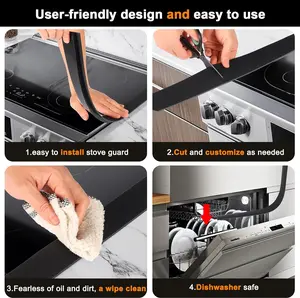2 Pack Silicone Stove Gap Covers, Heat Resistant Oven Gap Filler Seals Gaps Between Stovetop and Counter, Premium Material, Effectively Stain Resistant, Easy to Clean, Easy to Cut, 25 Inches