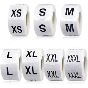 3500 Pcs Clothing Size Stickers, 1 Inch Round Self Adhesive, 7 Sizes XS-S-XXXL for T Shirts (Black)