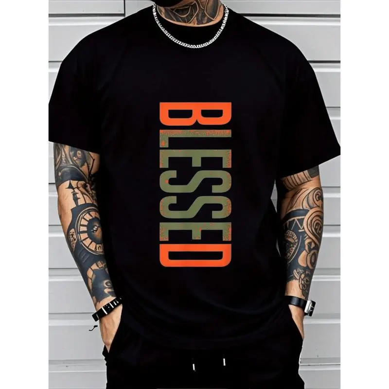100% Cotton Golf Gift T-Shirt For Men and Women Blessed 3D Printed Graphic Tee For Men Plus Size Comfort Fit Short Sleeve Shirt With Bold Geometric Design Breathable Fabric For Casual Wear Leisure Outfits And Everyday Style shirts men