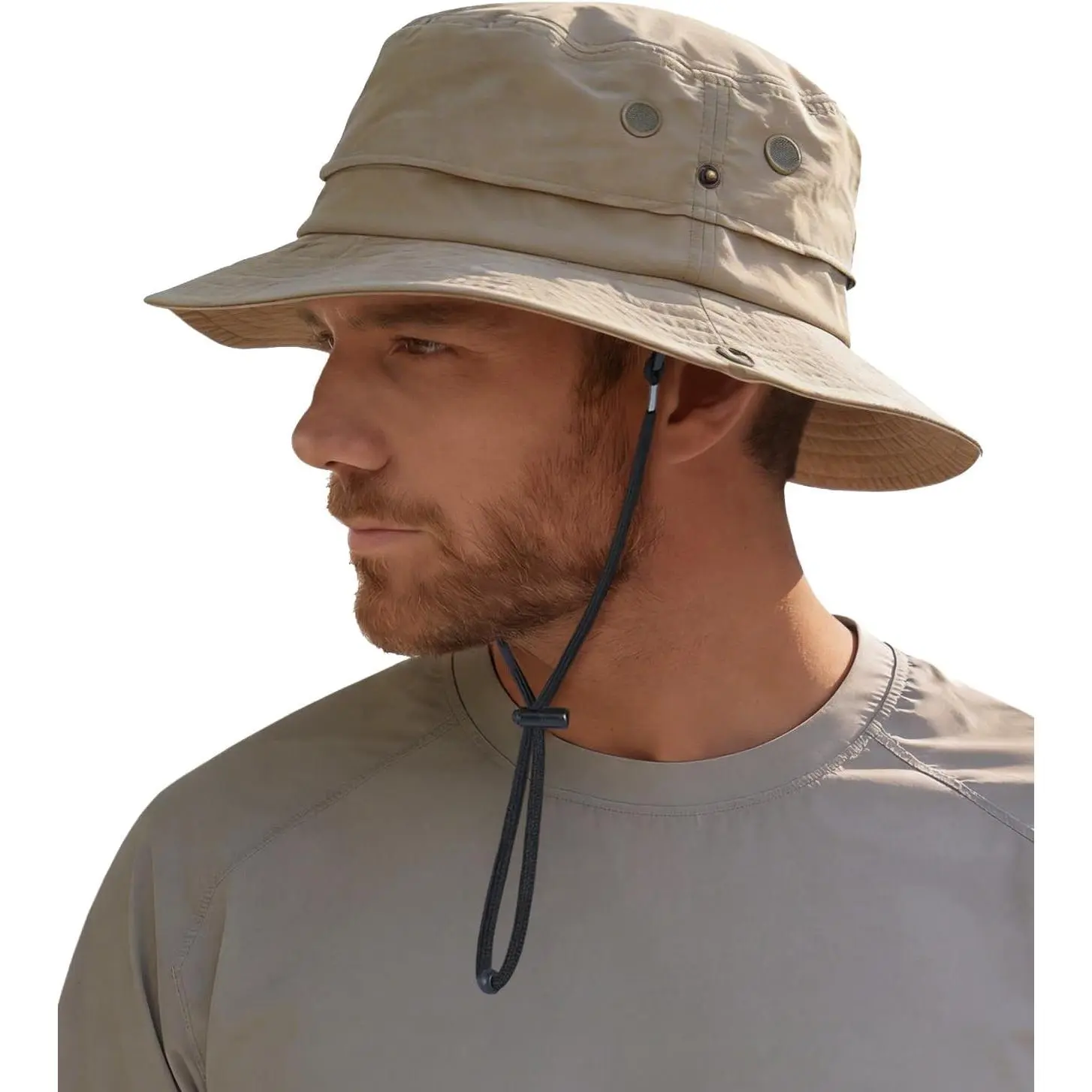 Mens Waterproof Bucket Rain Hat, UPF50+ Sun Hat, Wide Brim, Packable, All-Weather Outdoor Hiking Fishing Hats