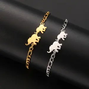 Elephant Pendant Bracelet Women's Stainless Steel Animal Charm Bracelet Fashion Jewelry Birthday Mother's Day Gift