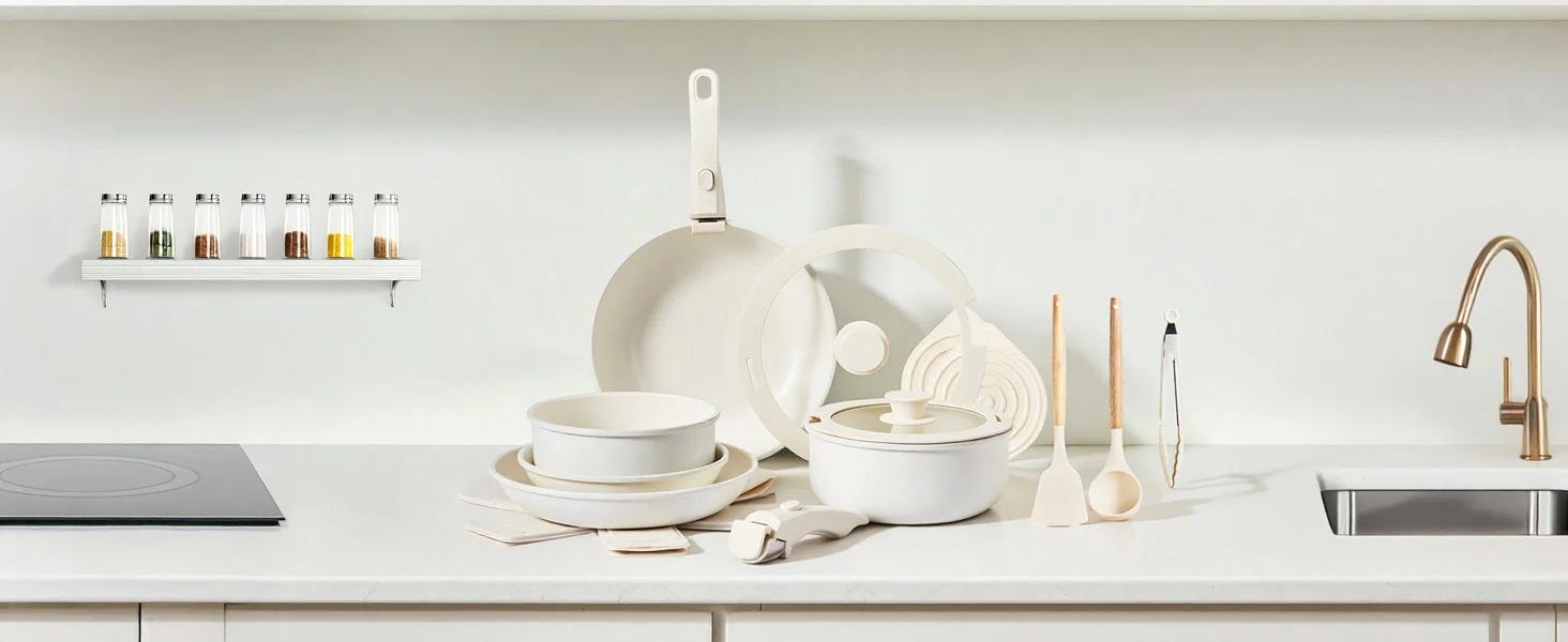 [FLASH SALE] ROVSUN 19 Pcs Nonstick Pots and Pans Set with Detachable Handles