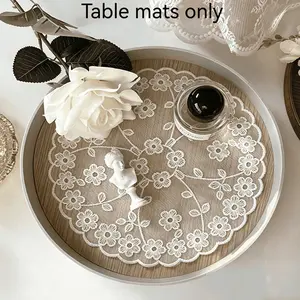 Vintage Crochet Lace Tablecloth, Floral Pattern Bohemian Style Decorative Placemat, Heat Resistant Dust Proof Home Decoration