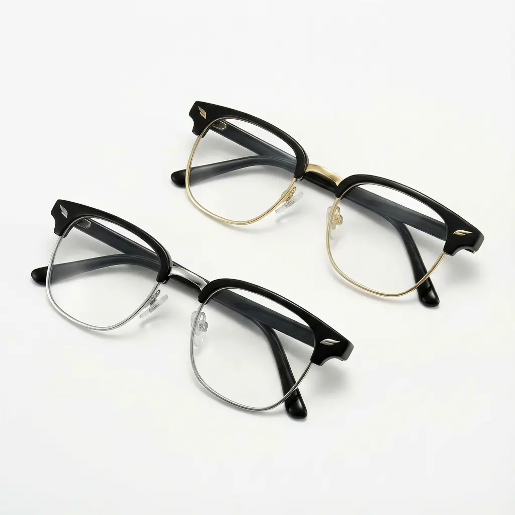 Vintage Style Rectangular Unisex Anti Bluelight Glasses - Semi-Rimless Polycarbonate Frames, Lightweight Durable High-Quality Eyewear, Blue Light Blocking Lens for Screen Viewing & Everyday Wear