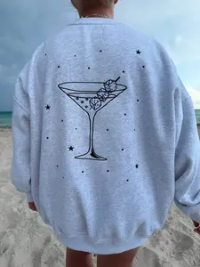 Pearl Grey Martini Dice Embroider Sweatshirt