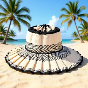 Women’s Foldable Straw Sun Hat, UPF 50+ Wide Brim Pleated Summer Beach Visor, Packable Roll-up Ponytail Hat for Travel Adjustable Leopard Print Baseball Cap