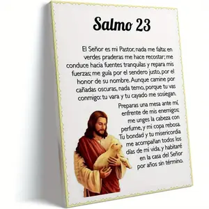 Christian Psalm 23 Canvas Wall Art Decor- Spanish Bible Verse Print, The Lord is My Shepherd Framed Poster, Religious Scripture Decoration for Home, Church, Prayer Room, Oil