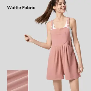 Halara Adjustable Strap Button Multiple Pockets Plicated Waffle Casual Overalls#outdoorfun