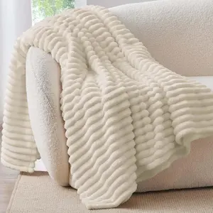 Ultrafiber Soft 3D Striped Sofa Blanket Lightweight Warm Bohemian Throw for Home Travel Machine Washable Large Size Classic Design