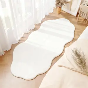 Pure white cloud shape plush carpet, Fluffy rugs, modern minimalist bedroom living room sofa home non-slip washable balcony coffee table floor mat cream ins style