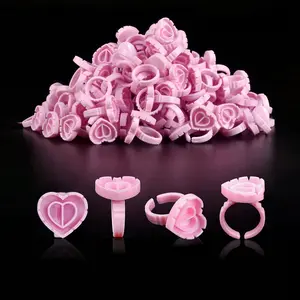100/300 Heart-Shaped Allergy-Free Eyelash Rings, Easy Grip Design, Skin-Friendly Material, Suitable for Volume and Fan Lash Extensions