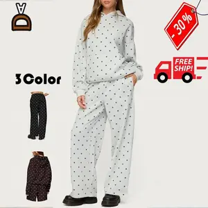 Women’s Polka Dot Set — Oversized Hoodie and Wide-Leg Sports Pants