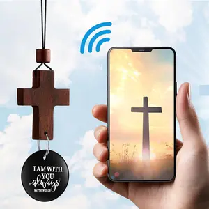 Cross for Car Mirror Hanging Christian Gifts for Men & Women, Bible Study I Am with You Always - Phone Scan for Daily Bible Verse Car Rearview Decor Accessories, cars accessories, fun car accessories Car Ornament