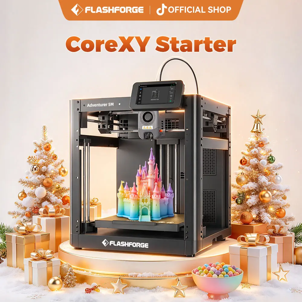 Flashforge AD5M 3D Printer for Beginners, 600mm/s High-Speed Stable Printing, Built-in Screen, Full-Auto 1-Click Leveling, 8.7x8.7x8.7in Build Volume, Quick-Release Nozzle, High-Quality Model Support, TikTok Shop Back to School