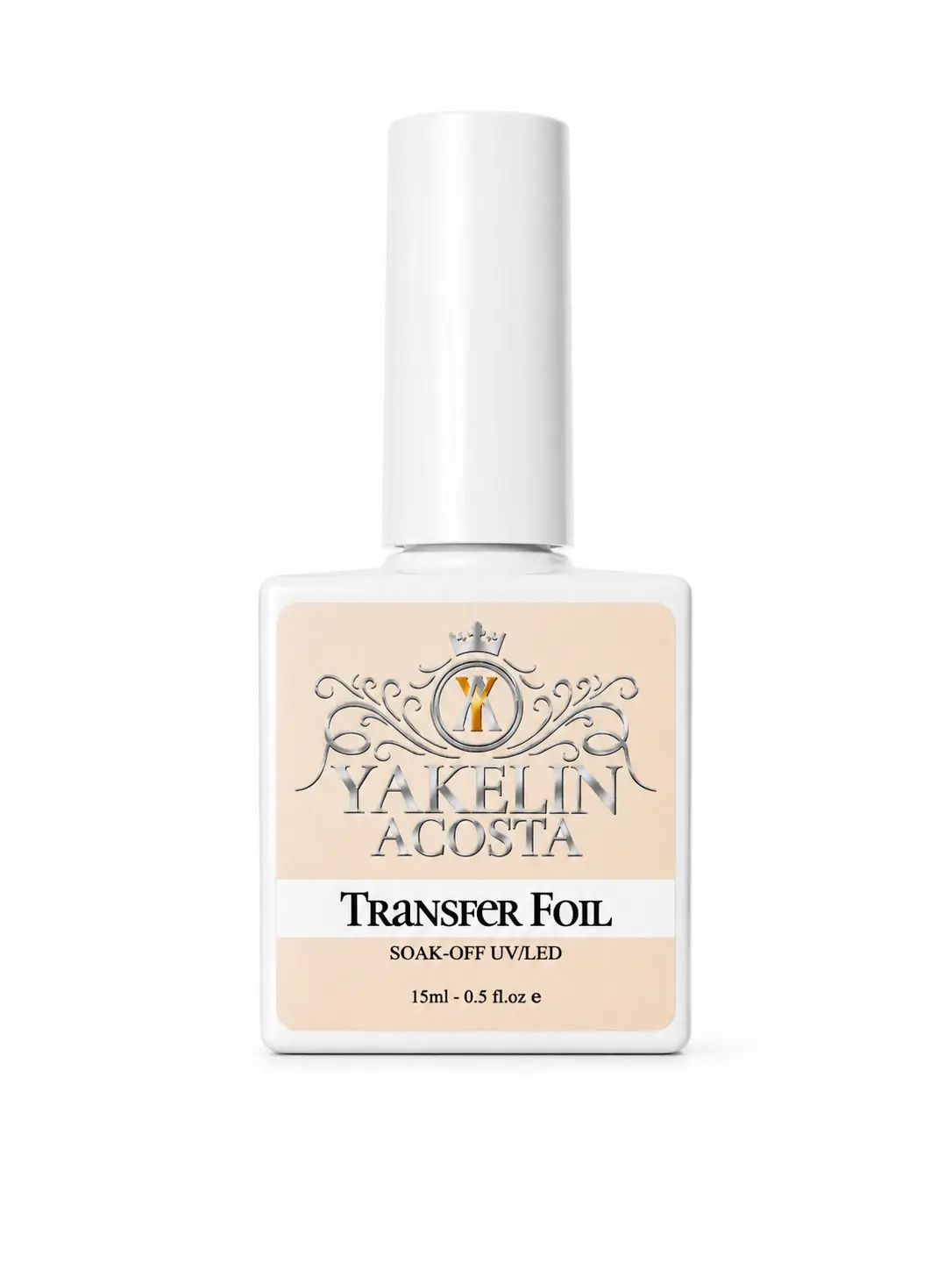 Yakelin Acosta Gel Polish Transfer Wrap Foil (Single Item) - 15ml Nail Polish Adhesive, Professional-Quality, Strong Adhesion, Smooth Consistency, Flawless Metallic Finish, Ideal for Full Wraps or Detailed Accents