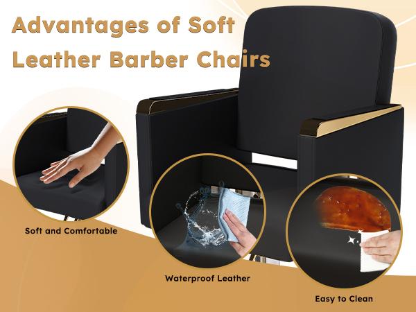 Hydraulic Salon Chair 360° Swivel - Professional Barber Stylist Chair with Pump, Retro Heavy Duty Barber Chair,Non-Tilting Hairdressing Chair for Salon Tattoo Spa, Black Gold Stylist Equipment (Single Pack)