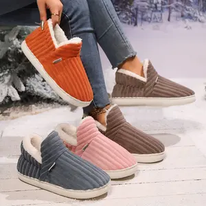 Women's Fuzzy Slip-on Slippers Warm Cozy Soft Lightweight Memory Foam Indoor House Shoes in Assorted Colors