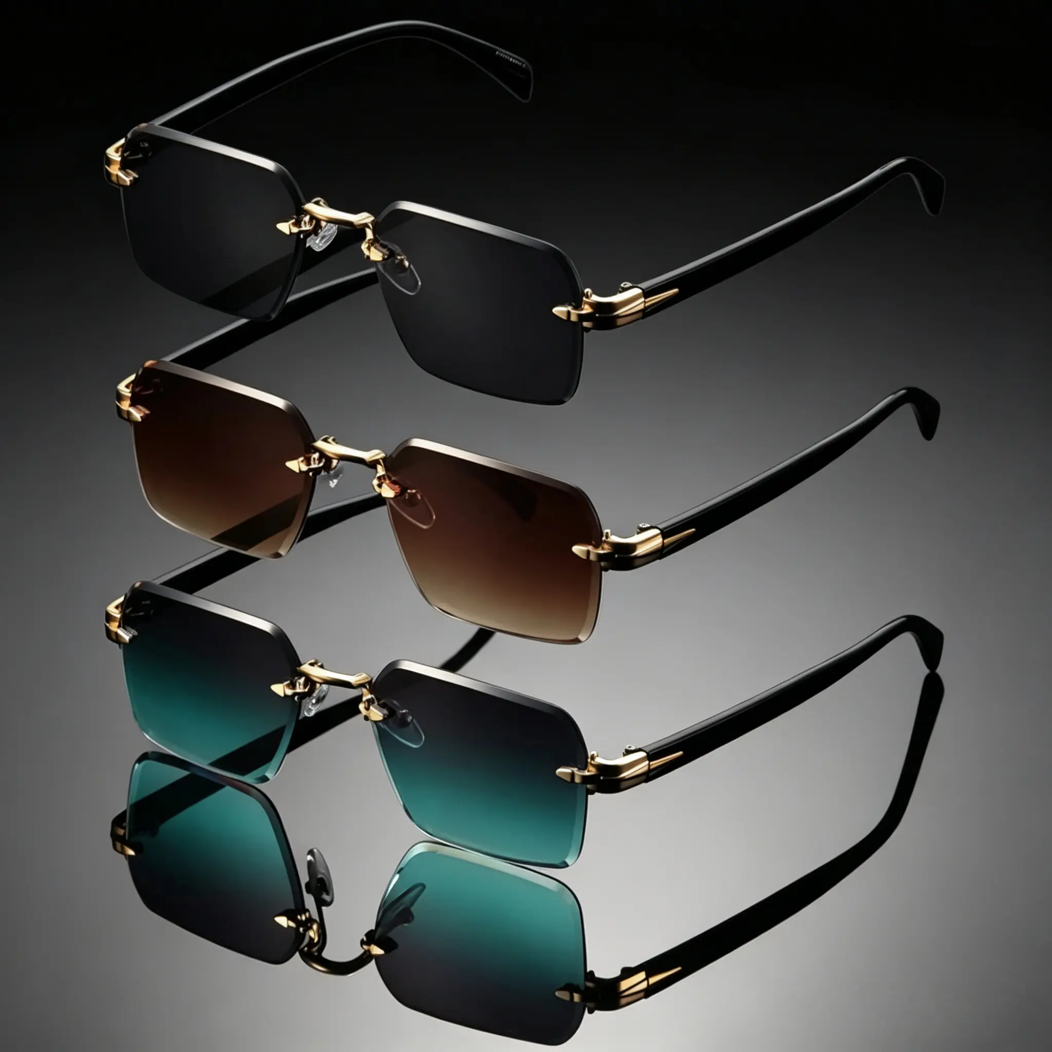 Vintage Square Rimless Stylish Sunglasses for Men & Women, Unisex Fashion Glasses with Rubber Frame, Classic Casual Shades for Outdoor Use