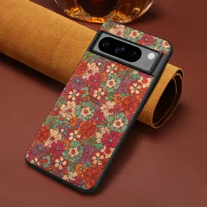 Denior Phone Case for Google Pixel 9/8/7/6 Pro/XL/Pro/A Series, featuring a stylish floral pattern design, crafted from wooden material, equipped with a shockproof and drop-resistant protective shell, available in four colors.