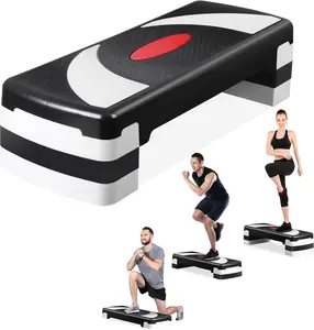 31 Inch Adjustable Workout Aerobic Step, Exercise Platform Trainer w 4 Adjustable Risers for Home Gym Fitness Workout,Lightweight