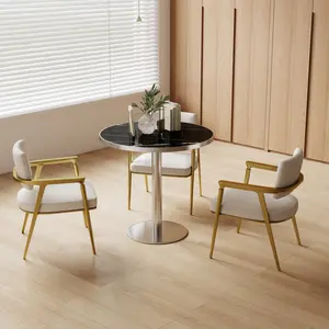 Round Modern Dining Table, 31.5 - inch Bistro Table, Tulip Table with Faux Marble Top, Easy to Assemble, Sturdy Metal Frame (Diameter)