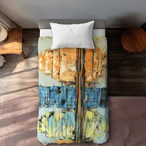 Begin Home Decor C1DCTXLW5DI7S4 Reflections of A Colorful & Abstract City Twin Size Extra Long Duvet Cover - Home Decor