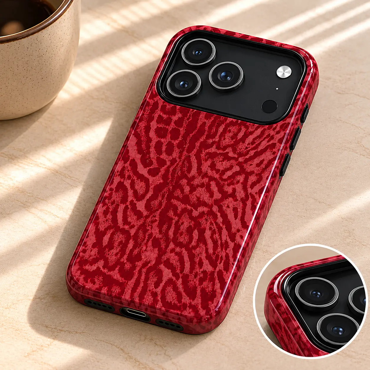 Burgundy Leopard Print Tough Phone Case, Stylish Protective Cover Hard Case Tough 2-piece Phone Case For iPhone 17 16 15 14 13 12 11  Pro Max Air Compatible with