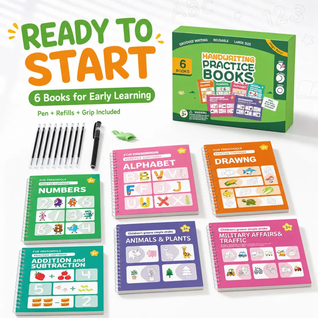 Preschool Classroom Materials | Reusable Writing Practice Activity Kit with Magic Pen, Alphabet Number Tracing Books, Drawing Exercises, Kindergarten Educational Supplies, Montessori Early Learning Activities, Fine Motor Skills Tool for Kids