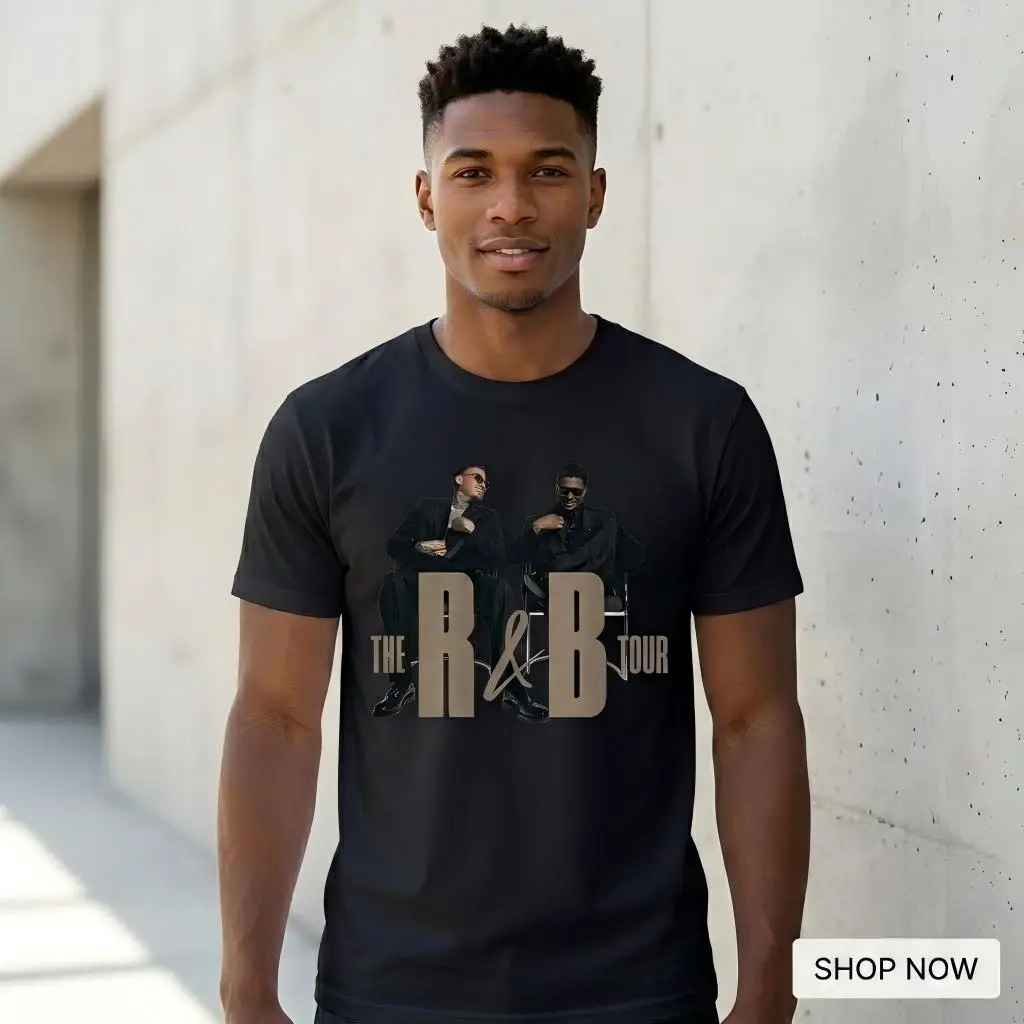 Menswear Crewneck R&B Music Icon Graphic Tee, Unisex Vintage-Style Casual Short-Sleeve Streetwear Top for Music Fans Menswear Stylish Man Tshirt