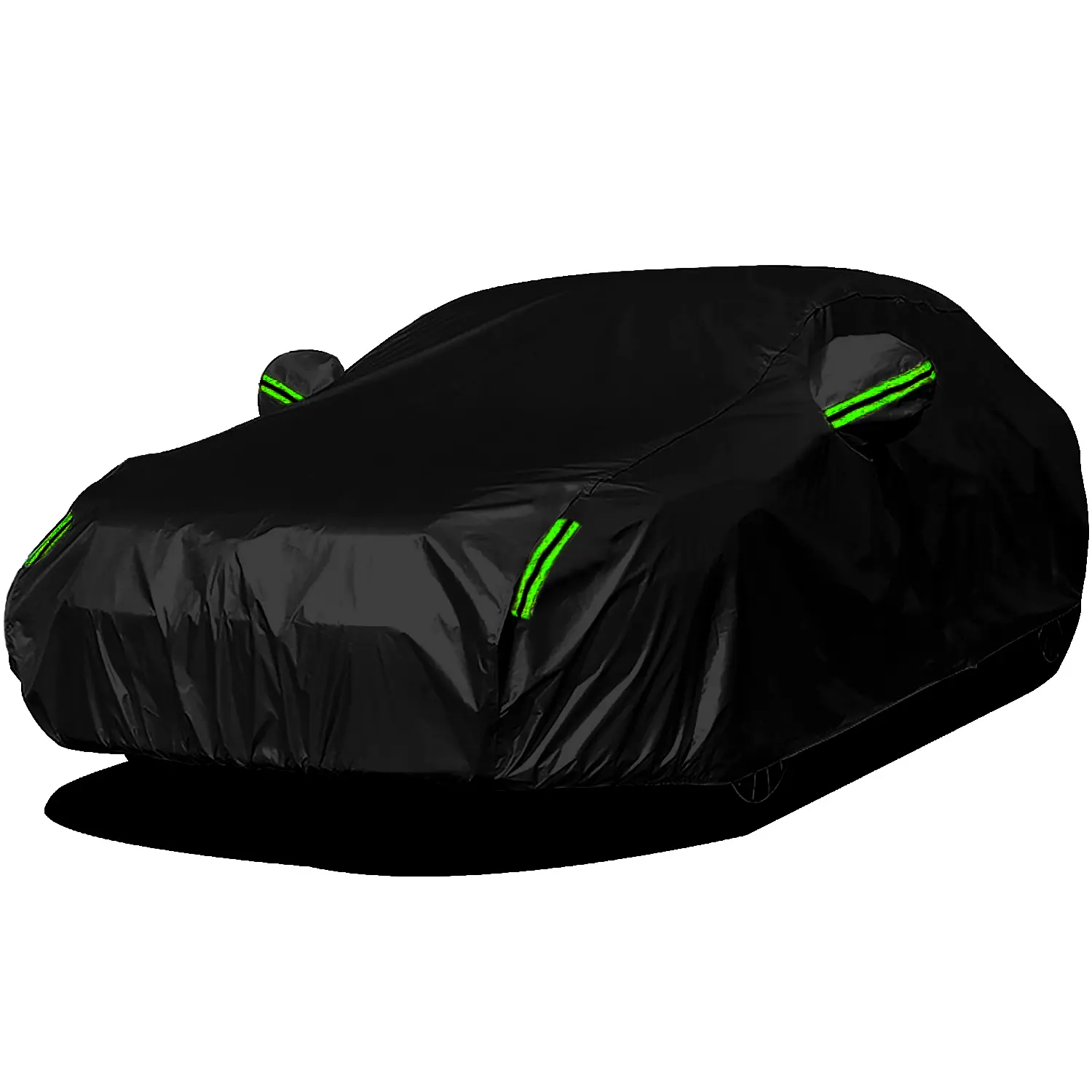 Black Waterproof All-Weather Car Cover – Universal Nylon Full Cover, Heavy-Duty Outdoor Protection for Sedan & SUV