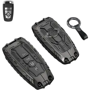 Heavy Key Fob Cover for Ford, Key Fob Case Fits for Ford F150 Explorer Fusion Escape Edge Expedition Full Protection F150 - F550 Bronco Maverick Mustang Keychain Accessories (Black, 5 Buttons)