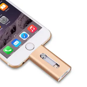 3-in-1 Flash Pen Drive for iPhone, Encrypted Memory Stick & Thumb Drive, Photo Stick with Type-C Adapter for Android Phones & PC