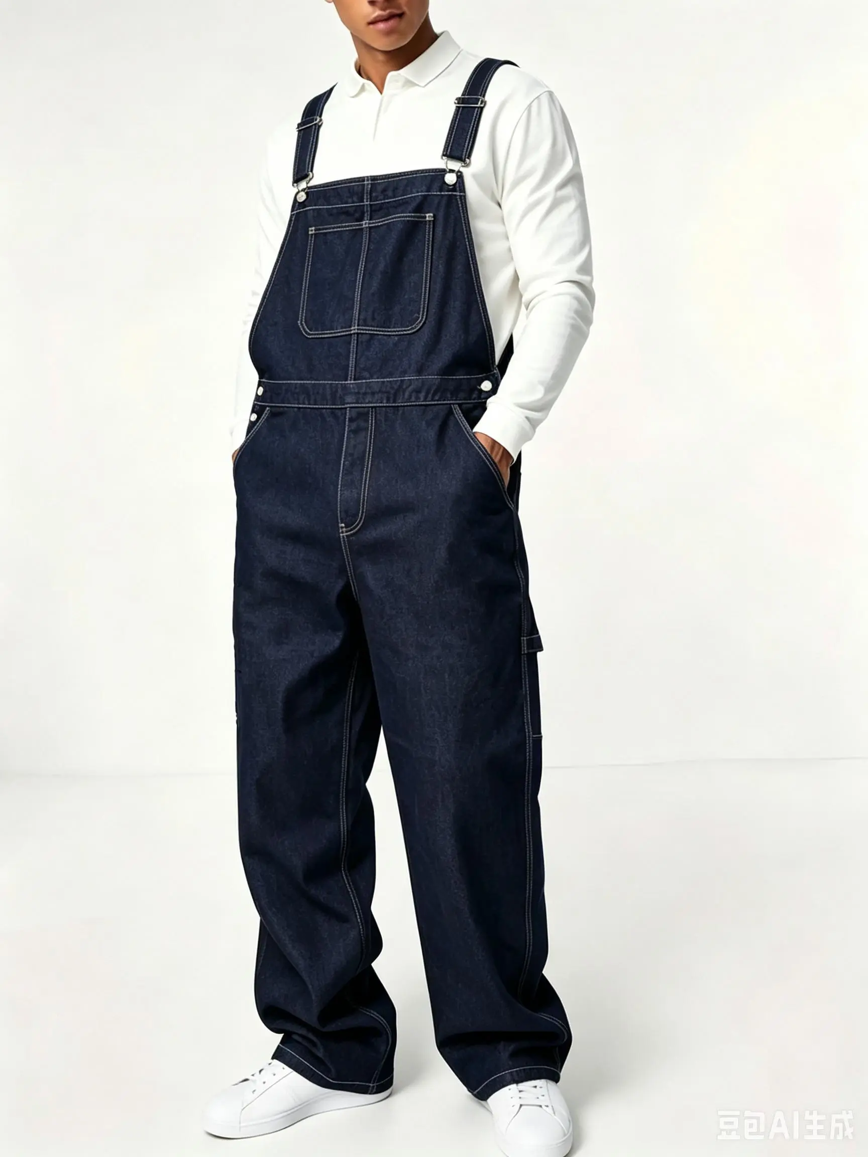 Men's Classic Denim Bib Overalls Loose Fit Workwear Jean Jumpsuit with Multi Pockets Adjustable Straps for Casual Daily & Work Wear