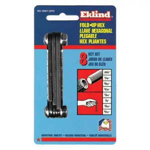 212 MAIN Eklind Tool 269-20811 #81 Steel Fold-Up Hexkey Set with Compact Fold-Up Handle, Inch System Hex Wrenches (0.05-5/32 Inch)