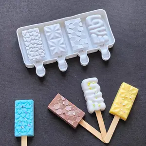 1pc 4 Hole Heart Shape Crystal Ice Pop Silicone Mold, Popsicle Mold, DIY Summer Ice Cream Snow Cone Tray, Perfect for Making Delicious Treats at Home