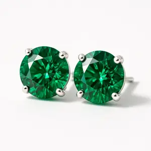 Zambian Emerald Stud Earrings | Genuine Green Gemstone in 14K Gold | Luxury Gift for Her | May Birthstone Jewelry | Emerald Healing Energy