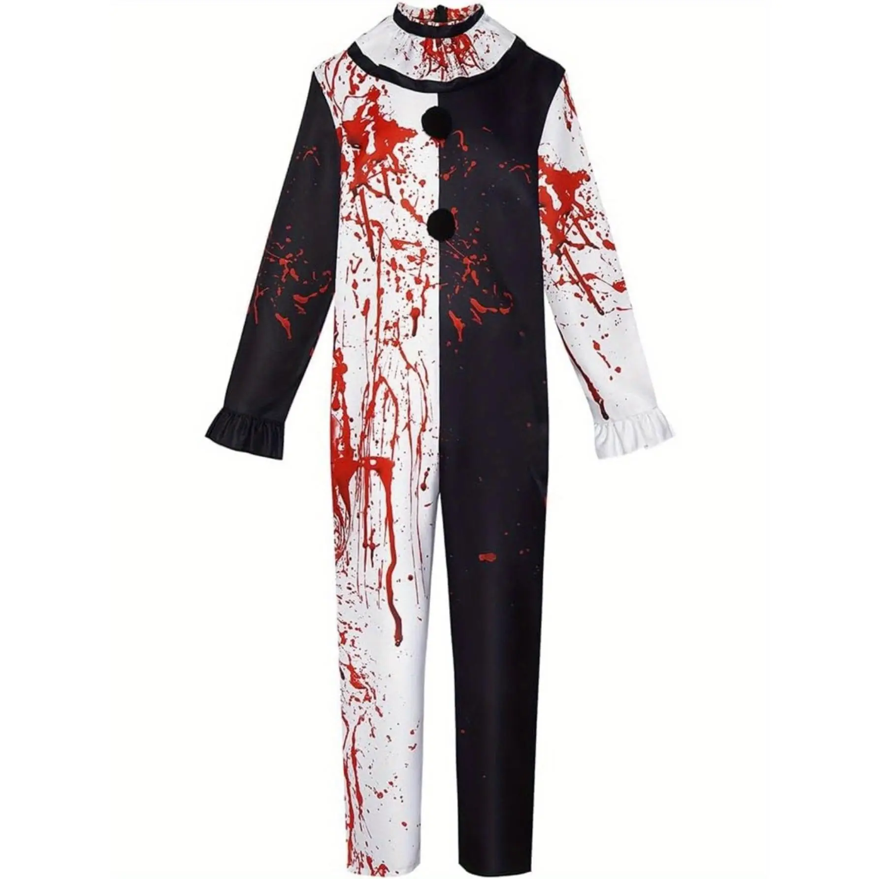 Men'S Vintage Clown Costume - Full Set Halloween Jumpsuit with Red & White Stripes, Black Pants, and White Shirt with Red Accents, Perfect for Halloween Parties and Themed Events,