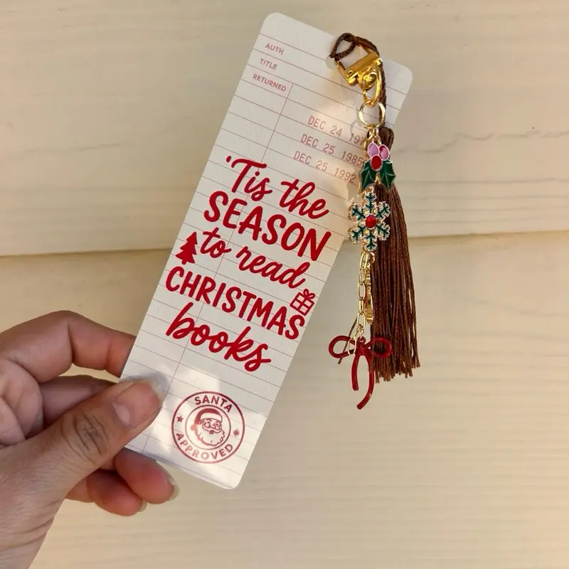 Tis the Season to Read Christmas Books Bookmark | Holiday Metal Bookmark w/charms