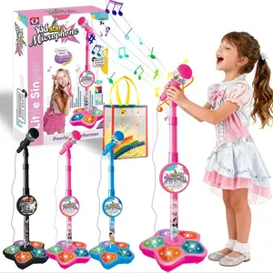 Karaoke Machine with Stand, Music and Flashing Stage Lights, Adjustable Stand, Gift for Kids over 3 Years, Christmas Present, Portable Karaoke Machine