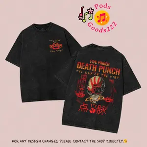 The Way Of The Fist Anniversary Five Finger Death Punch T-Shirt Washed Retro 5FDP Metal Heavyweight Cotton Tee Babymetal Unisex Oversized Rock Band Graphic Shirt, Rock Music Lover Merch, Vintage Band Shirts  Top