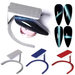 6pcs Cat Eye Nail Magnet with Bracket Cat Eye Magnet for Nails Magnetic Gel Polish Multi-Function Strong Nail Polish Magnet Stick Manicure Design Tool for Home DIY, Salon, Studio
