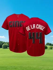 Cincinnati Baseball Jersey Men 44 Embroidered Red Striped Team Style Casual Fan Uniform